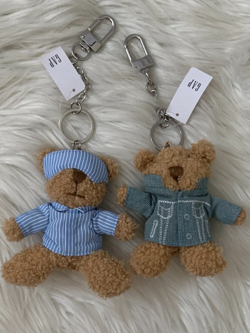 GAP Brannan Bear Denim Jacket & Sleep Bag Charm Key Ring SET of 2